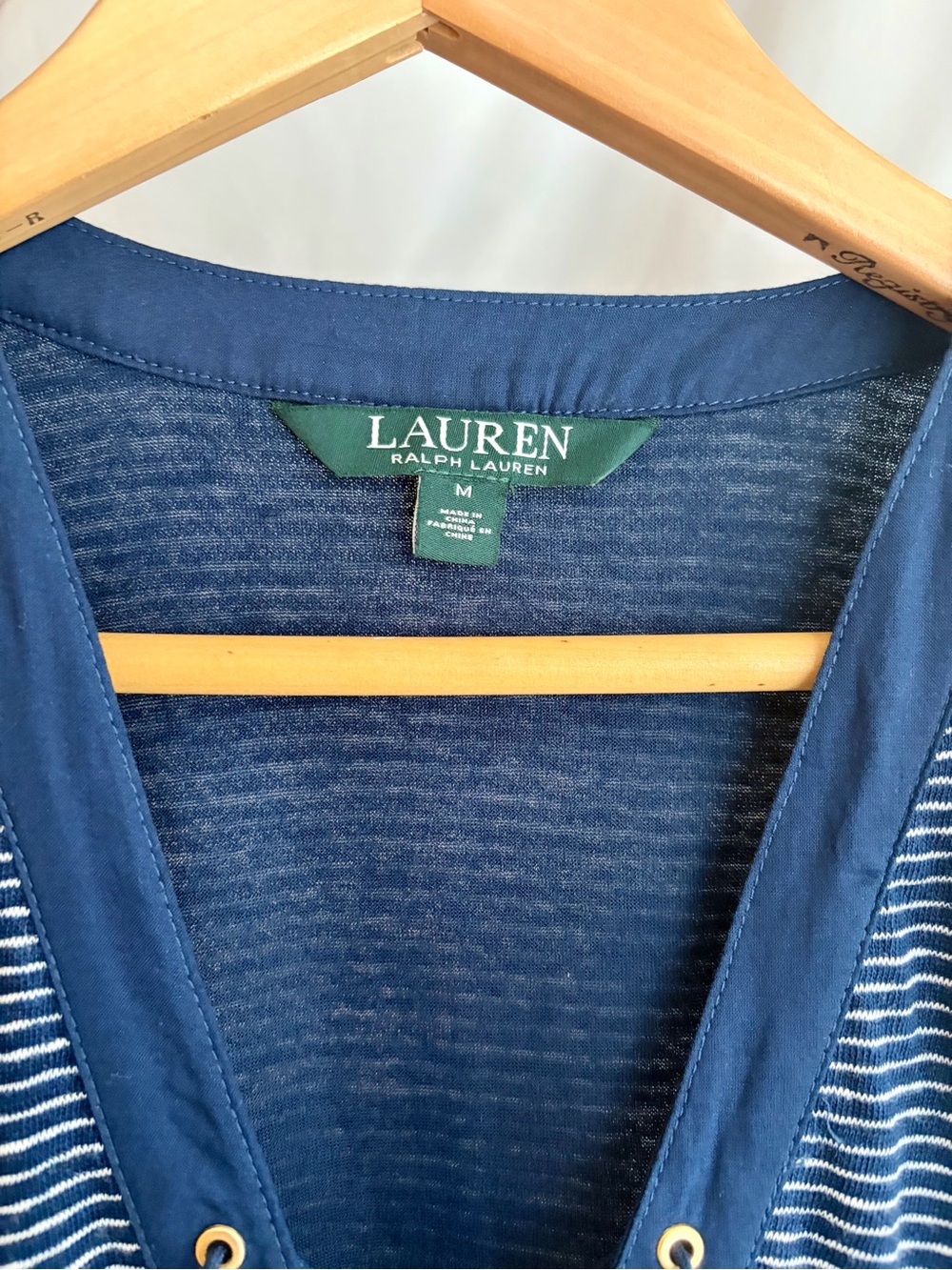 Ralph Lauren Navy Linen Striped Lace-Up Maxi Dress - Picture 6 of 8